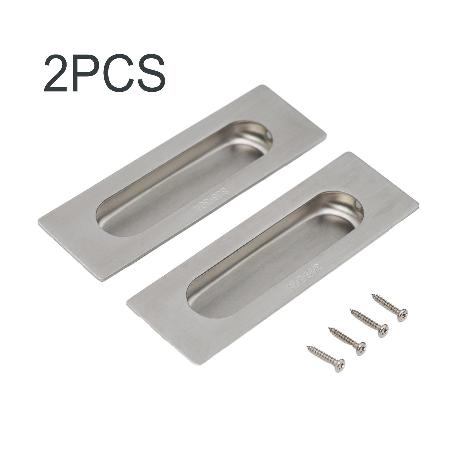 Sliding Closet Door Flush Pulls For Sliding Cabinet Drawer 2/4 Pcs Silver Embedded Handle Sliding Door Handle 120*40*12mm Pulls