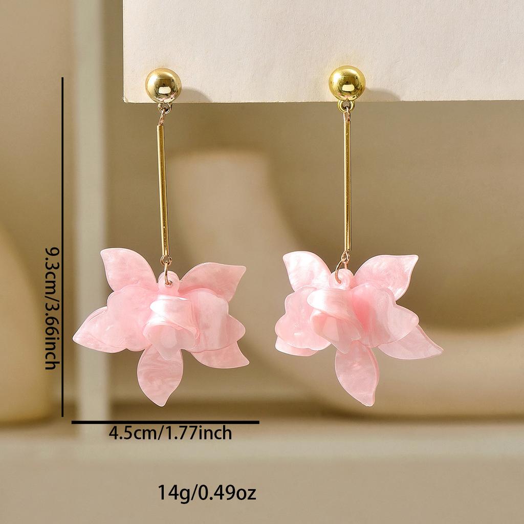 White Resin Flower New Drop Earrings For Women Fashion Temperament Drop Earrings Artistic Temperament Light Luxury Jewelry
