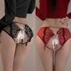 Women's Sexy Lace Open-Crotch Thong: Pure Desire, Bowknot Detail, Low Waist, and Hot Temptation.