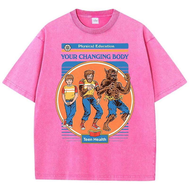 Physical Education Your Changing Body Washed Retro Oversize T-Shirt Casual Cotton T-Shirt Summer Short Sleeve