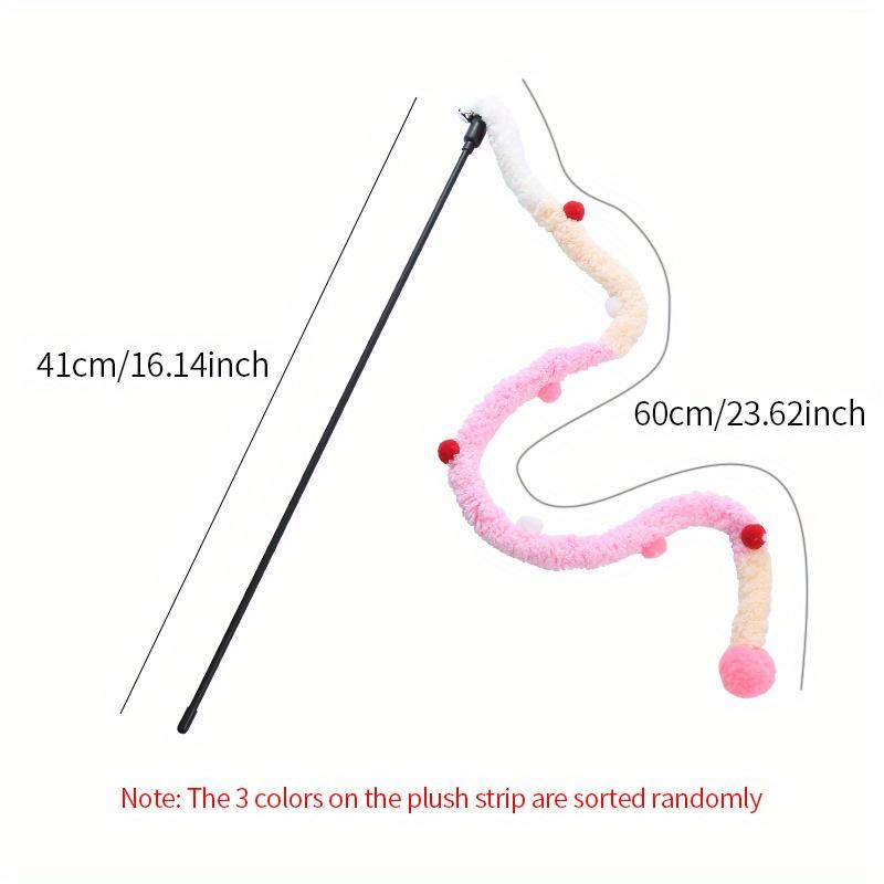 Interactive Cat Teaser Toy-Soft Plush Strip With Teasing Stick For Kitten Play-Pet Supplies For Fun And Exercise
