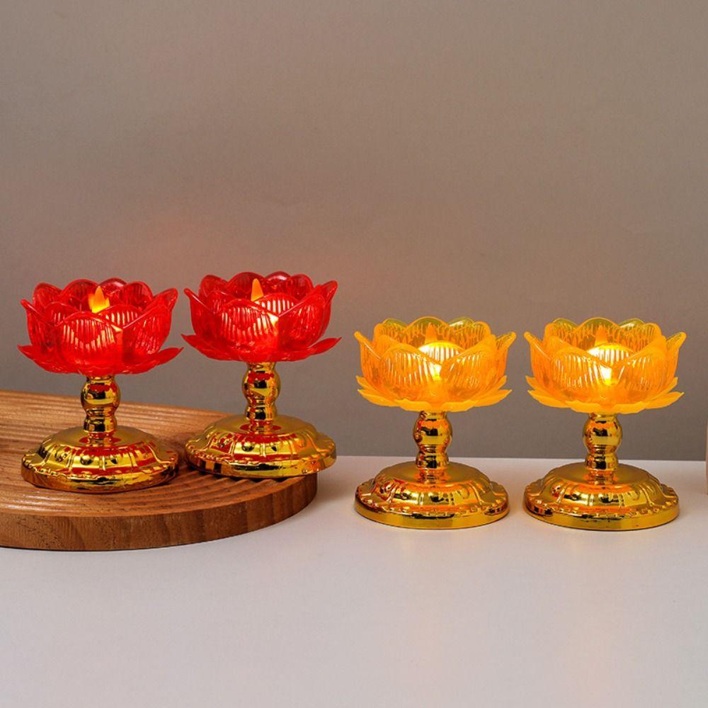 2Pcs Creative Electronic Incense Burner Set Lotus Shaped Waterproof Electronic Lotus Lamp Ornament Battery Operated Portable