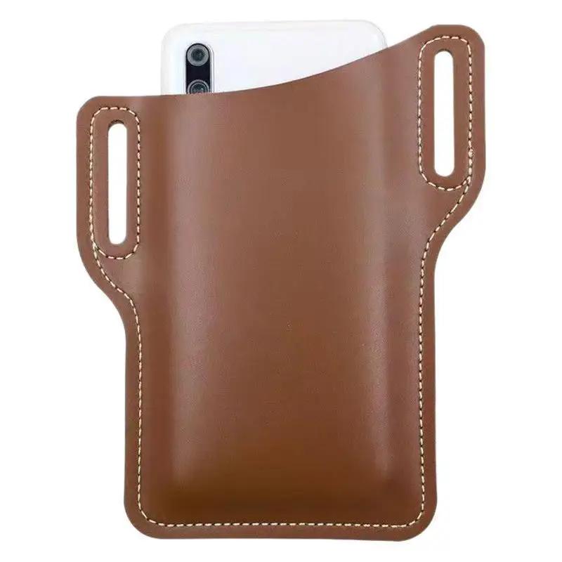 Men Leather Vintage Pack Waist Bag Belt Clip Phone Holster Travel Hiking Cell Mobile Phone Case Cover Belt Pouch Purse