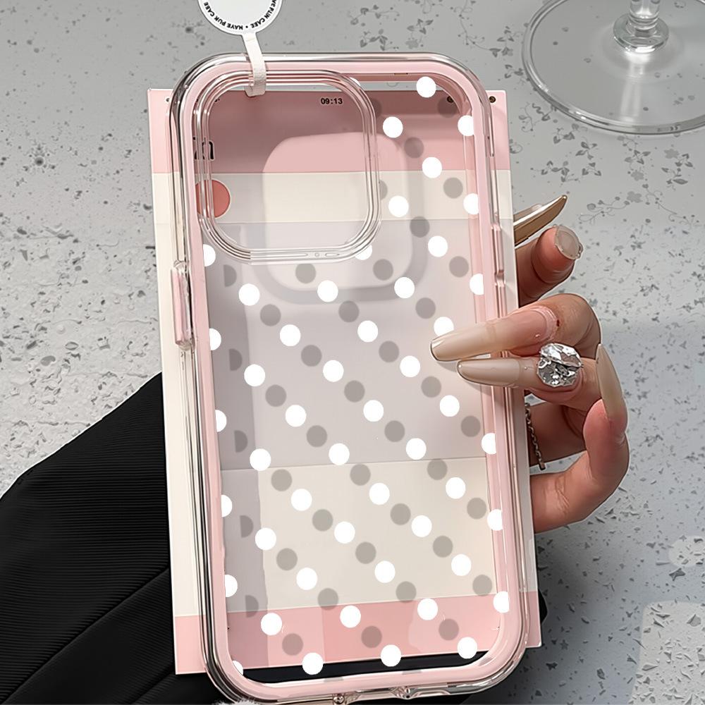 ins transparent white polka dots for iPhone17ProMax mobile phone protective case 16 simple 15Pro niche 14