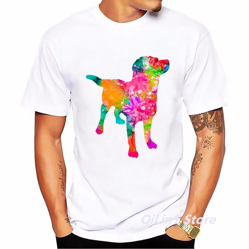 Watercolor Labrador Dog Animal Print TShirt MenS Clothing 2024 Funny Tshirt Homme Harajuku Kawaii Clothes T Shirt Hombre