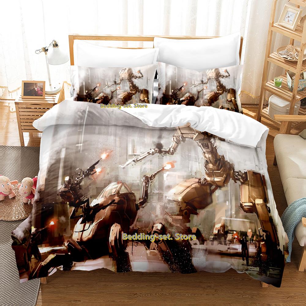 Comforter Cool Sci Fi Battle Bedding Set Single Twin Full Queen King Size Bed Set Adult Kid Bedroom Three-Piece Suits Aircraft Tank C