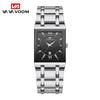 Men's Black Gold Quartz Waterproof Wristwatch with Steel Band