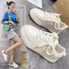 Women's White Shoes  New Spring Thick-Soled Women's Shoes Round Toe Leather Facing Shoes Women's Ins Fashion Casual Sports Skate Shoes