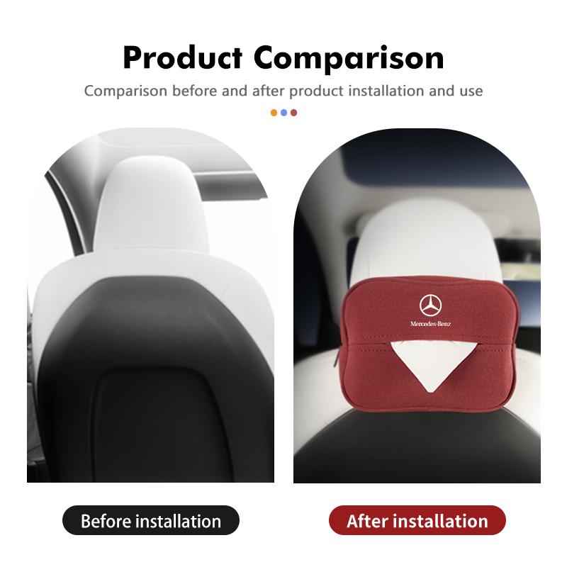 D6Car Mounted Tissue Holder Backseat Tissue Box With Fix Strap For Mercedes Benz C180 C300 W124 W176 W177 C200 C260 GLC CLE CLA