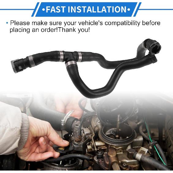 HVAC Heater Hose Compatible for Ford Escape 2013-2019, Durable Rubber Black Engine Water Heater Hose