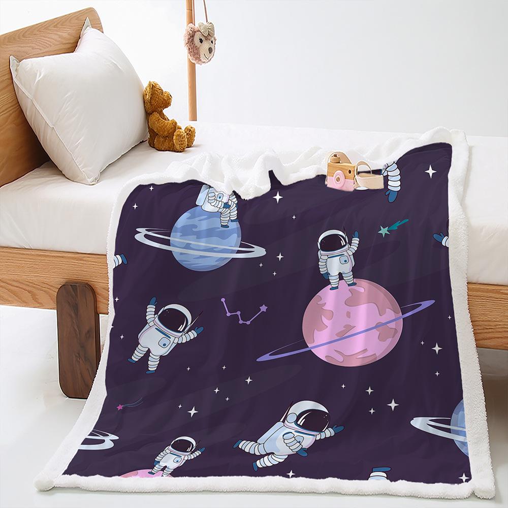 Blankets Astronaut Planet Blankets Lamb Fleece Crystal Fleece Blankets All Seasons