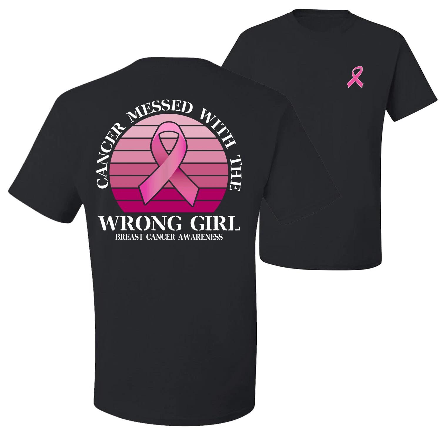 Cancer Messed With the Wrong Girl Front and Back Men Graphic T- Shirt 3XL