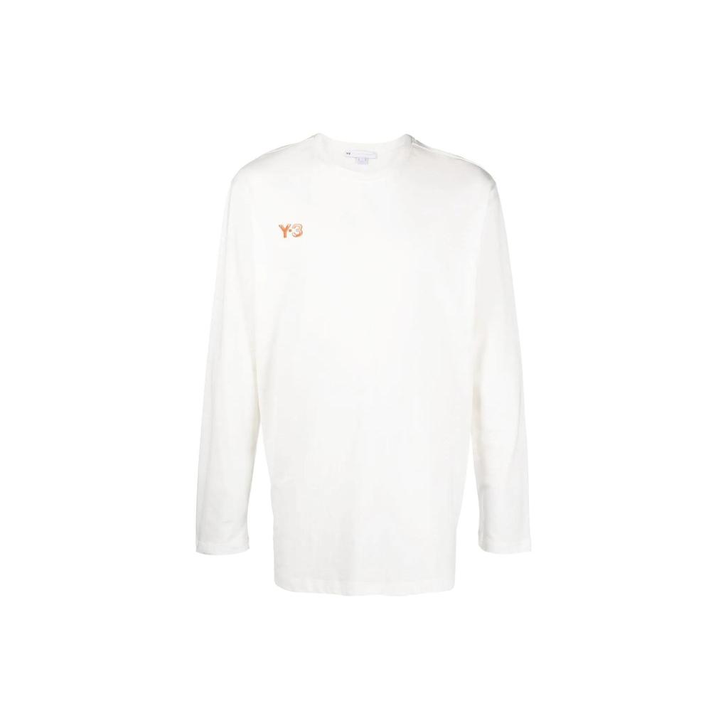 Y-3 FW22 Logo Print Crew Neck Long Sleeve T-Shirt Men Tops White HT4733