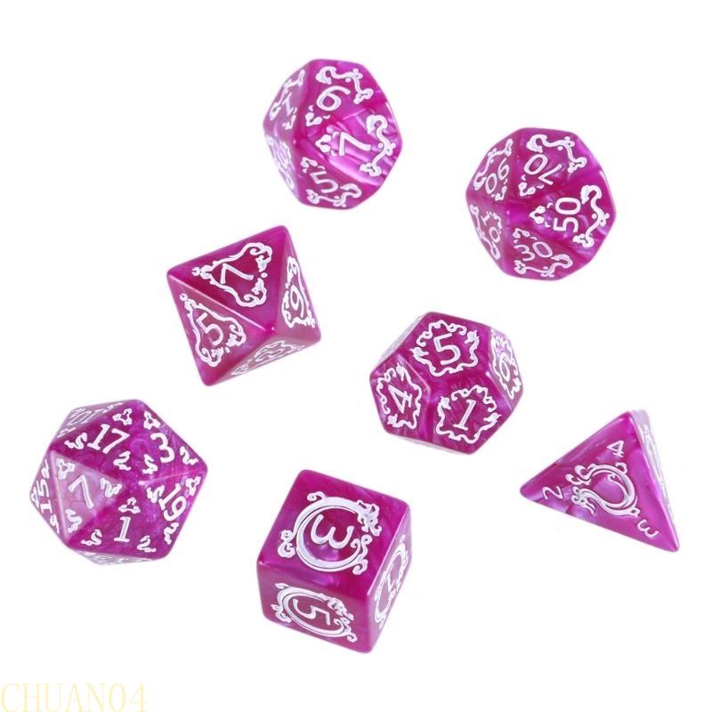 A1A2 7Pcs Polyhedral Dices Dragon Pattern Table Game Dices Multi-Sided Acrylic Dices for Role Playing Game Easy to Read
