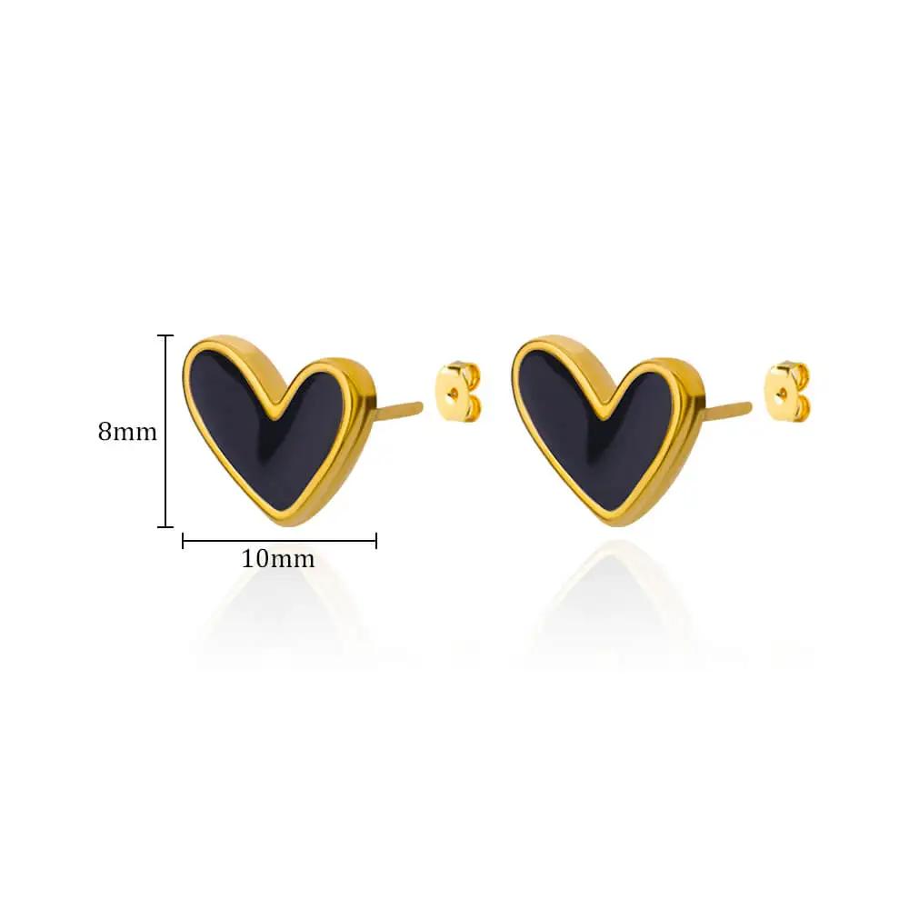 Stainless Steel Enamel White Heart Earring for Women Minimalist Gold Color Stud Earrings Waterproof Vacation Charm Zircon Gifts