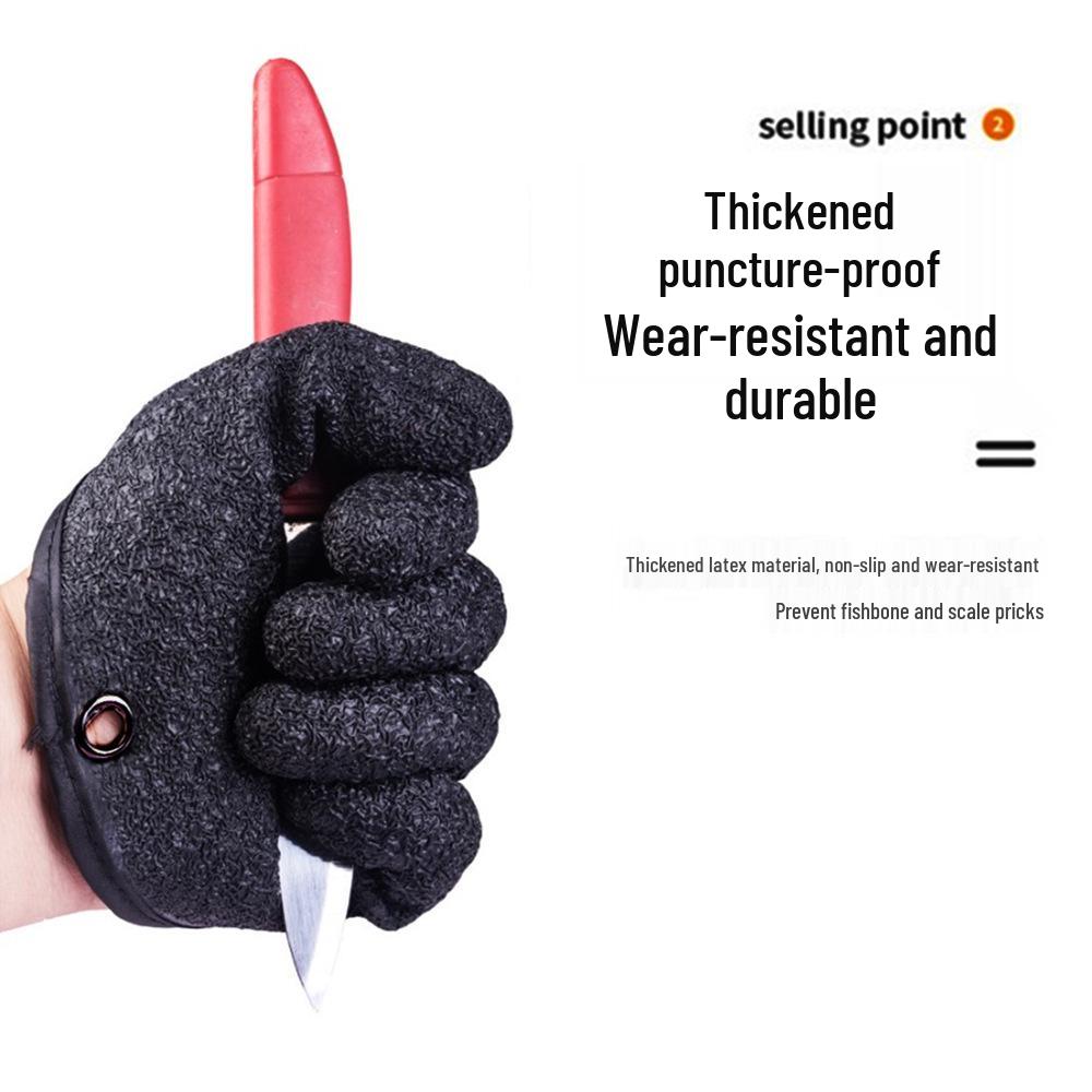 Anti-Slip, Anti-Puncture, Waterproof Fishing Gloves - Non-Stick Latex Grip for Handling Lures and Fish