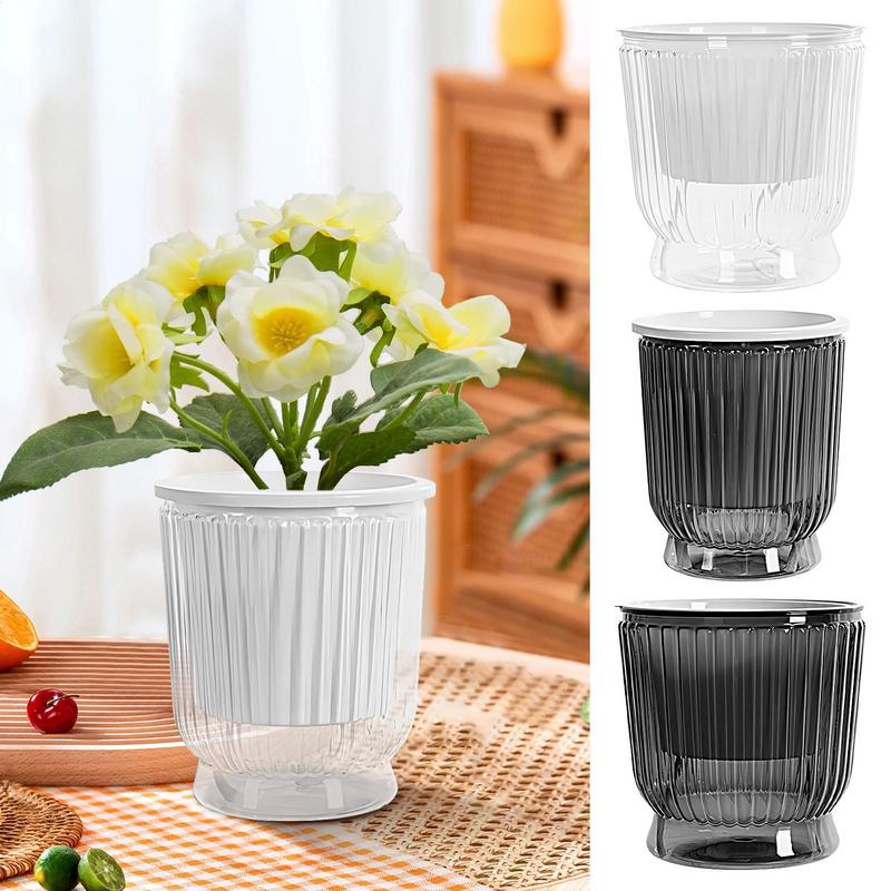 Self-Watering Plant Pots Transparent Hydroponics Draining Planter Flower Pots with Deep Reservoir for African Violets Orchid