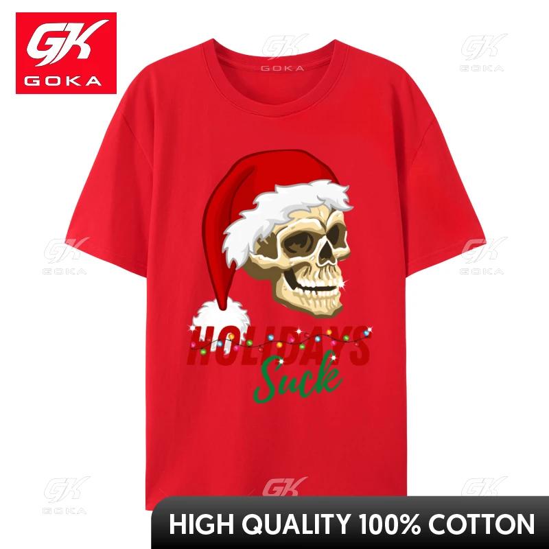 Christmas Skull Shirt T Shirts Unisex Fashion T Shirt Cotton Oversized Tee Top Unisex Clothes Classic TShirts S
