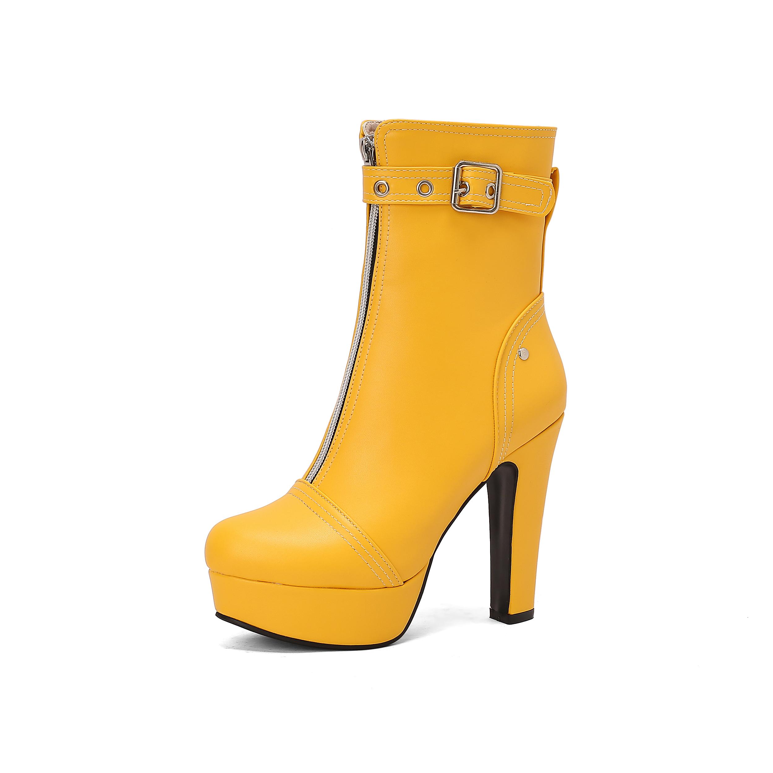 

Women s High-heeled Short Boots, Sexy European and American Style Waterproof Table Thick Heel Solid Color Large Size Autumn and Winter New Short Boots 50 жовтий
