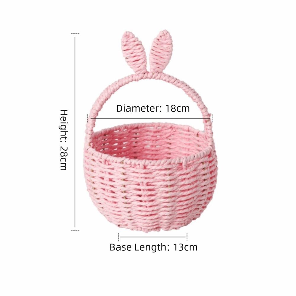 Cartoon Rabbit Ear Storage Basket Multifunctional Hand Woven Basket Easter Festival Gift