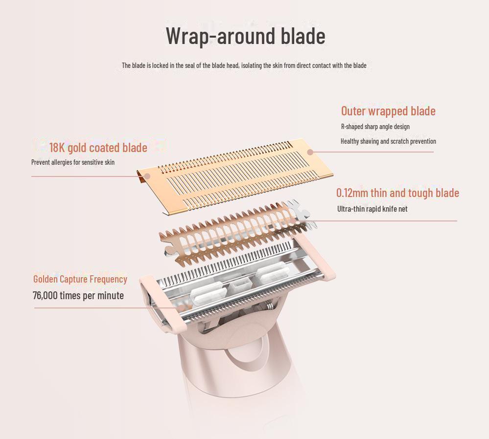 Women's Electric Shaver for Lip, Armpit, Leg, and Pubic Hair Removal