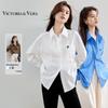 Women's Embroidered Heart Loose Long Sleeve Shirt