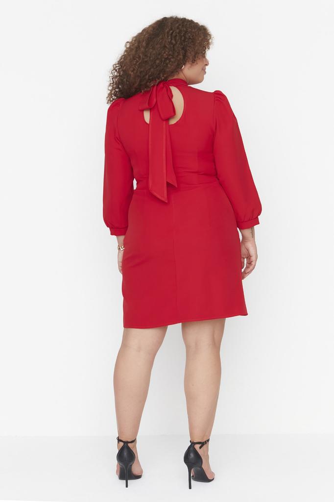 Women's Fashion Day and Night Balloon Sleeve Mini Black Double Breasted Collar Fitted Mini Knitted Dress