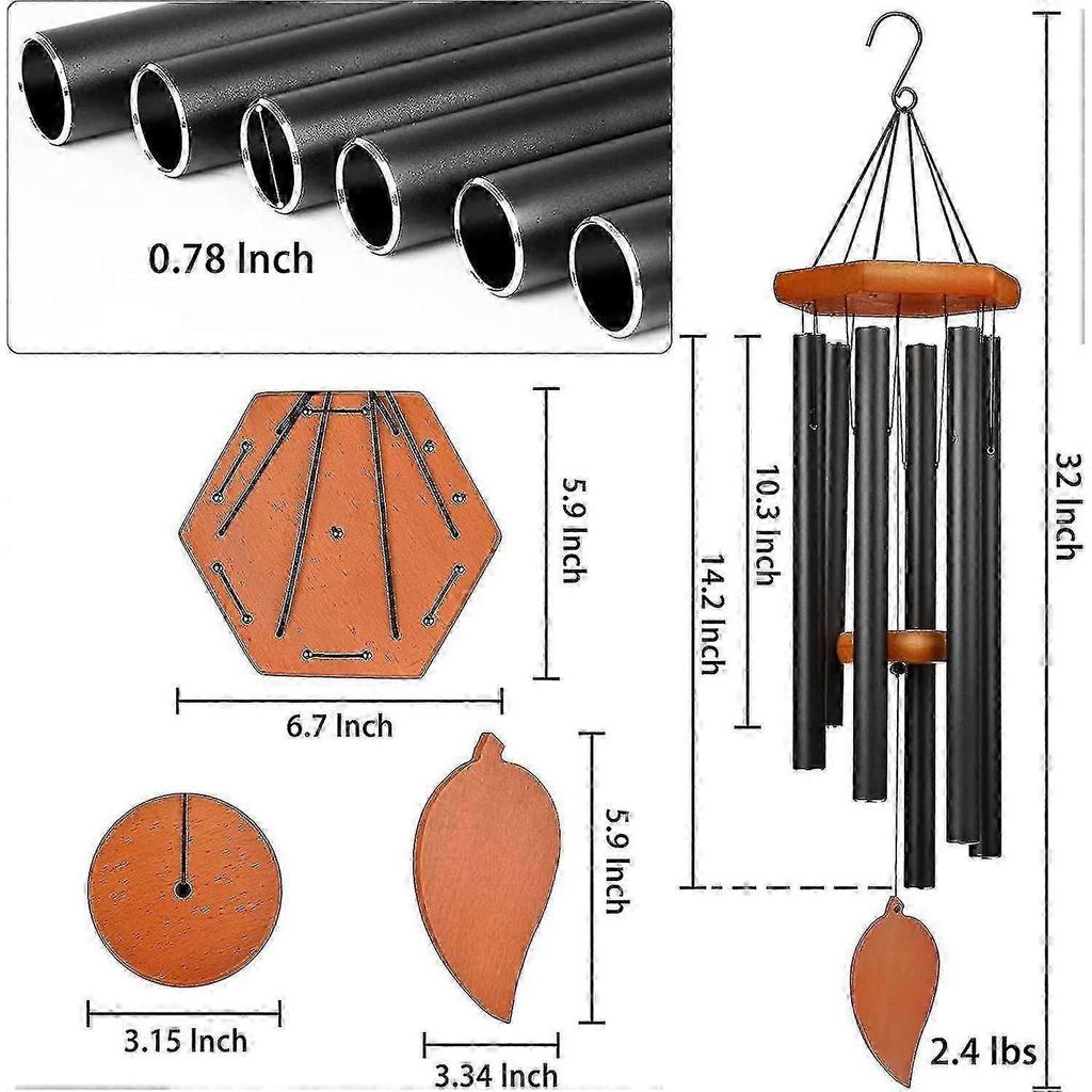 Sympathy Wind Chimes For Outside Deep Tone, Memorial Wind Chimes For Loss Of A Loved, Large Wind Chimes With 6 Thicken Tubes Hook, Outdoor Wind Chim