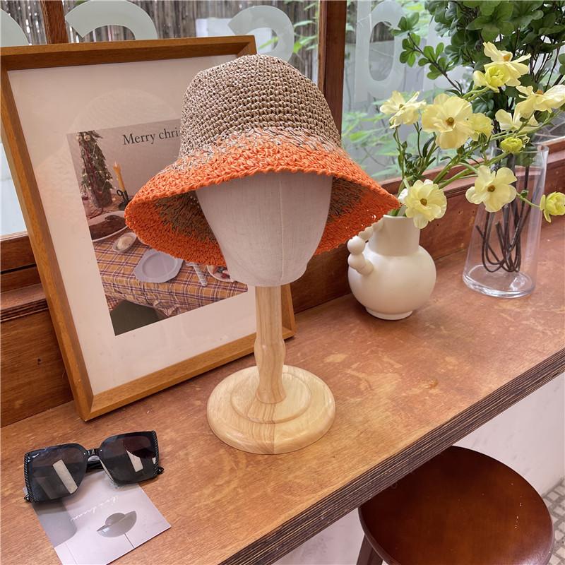 

Casual Chic Gradient Color Straw Hat Women s Summer Vacation Sunshade Sun Hat Khaki Orange