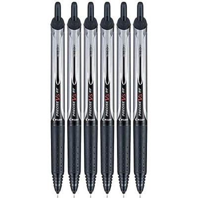 Pilot Precyzyjny V5 RT Chowany Długopis Żelowy Extra Cienki Czarny 6 Długopisów Długopis, 0,5 mm, Tusz,