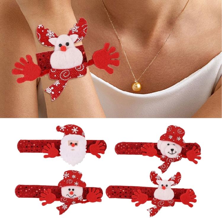 Animal Patterned Christmas Slap Bracelets Festival Slap Wristband for Christmas Celebration Durable Fabric Home Ornament