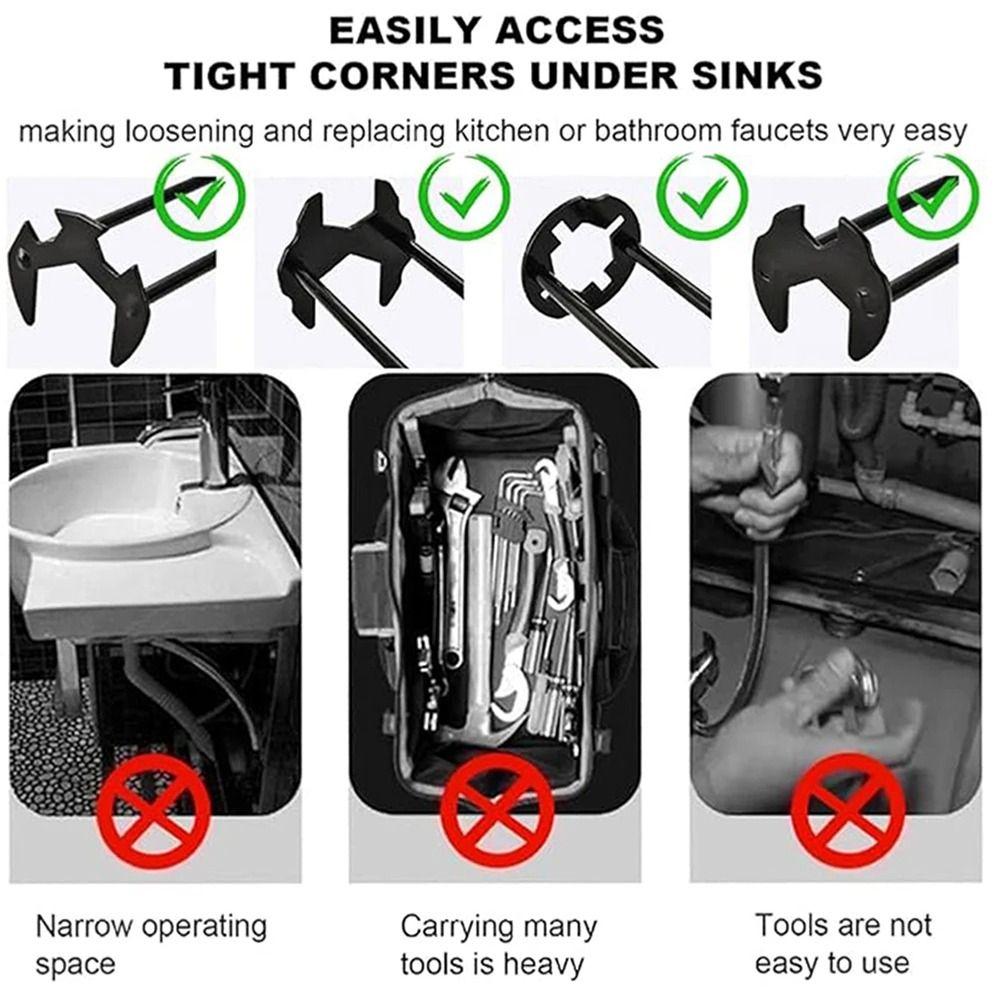 1ks Čtyřhranný šestihranný klíč na opravu žlabových trubek Klíč Instalatérský nástroj Odolný klíč na dřez