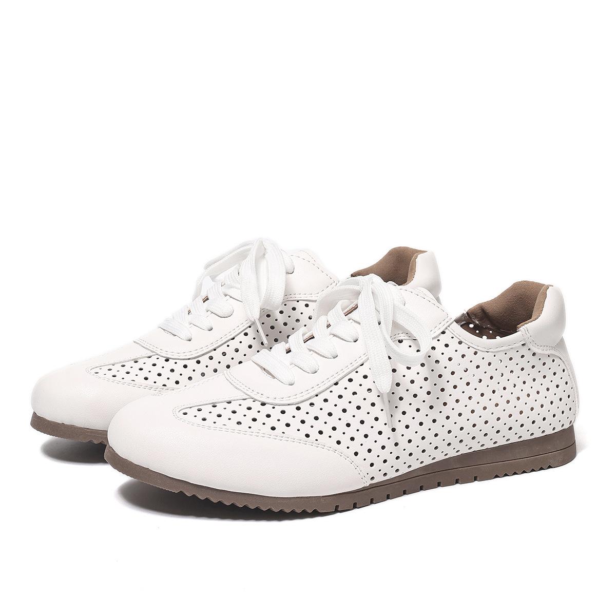

Women s Casual Sports Shoes Comfortable Soft Breathable Mesh Lightweight Leather Flat Shoes Simple Versatile Non Slip Sneakers 36 бежевый