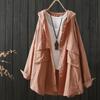 Cotton Yarn Hoodies Cardigan for Women Spring Japan Style Hooded Short Long Solid Shirts and Blouse Big Size Tops