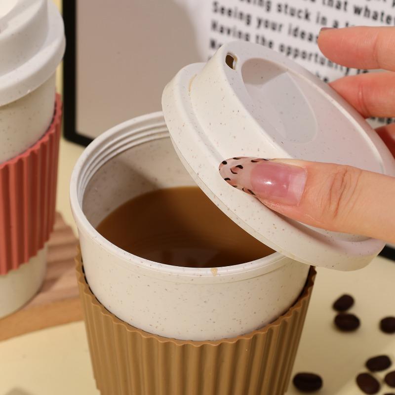 4/1PCS Portable Reusable Coffe Cup Portable Outdoor Travel Mug Heat Insulated Tea Coffee Cup 470ml Hotel Cup With Silicone Lids
