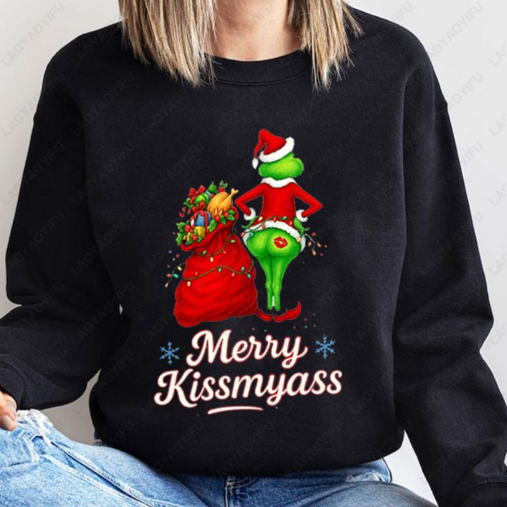 Fashion Men Women's T-shirt Christmas Green Monster Print O-Neck Pullover Top Casual Outdoor Sweatshirt Kids Tees Top Clothing
