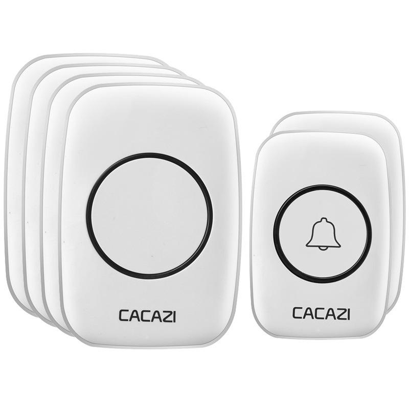 Wireless Doorbell Kit: 2 Transmitters, 4 Receivers, AC Powered, Long-Range Control, Cordless, Elderly Call Button белый