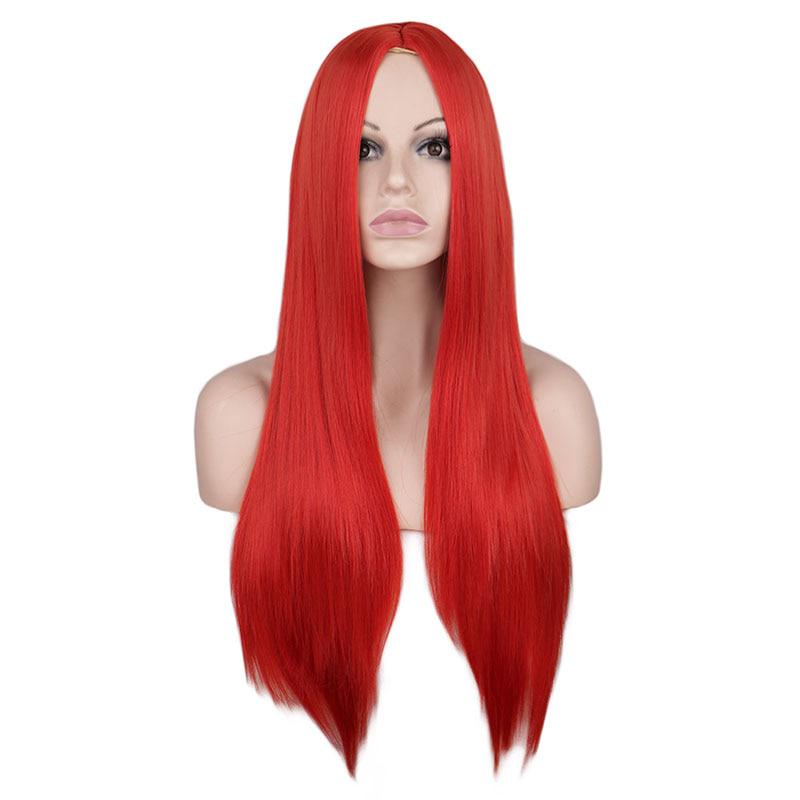 Buy Women 70 Cm Long Straight Cosplay Wig Party Red Blue Blonde 100 High Temperature Fiber
