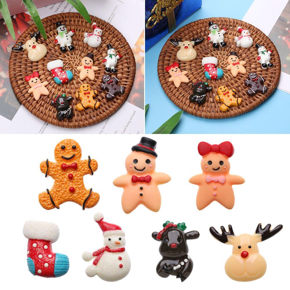 

Декор кабошон заколки для волос с плоской спинкой аксессуары из смолы Снеговик Санта-Клаус Рождественский орнамент