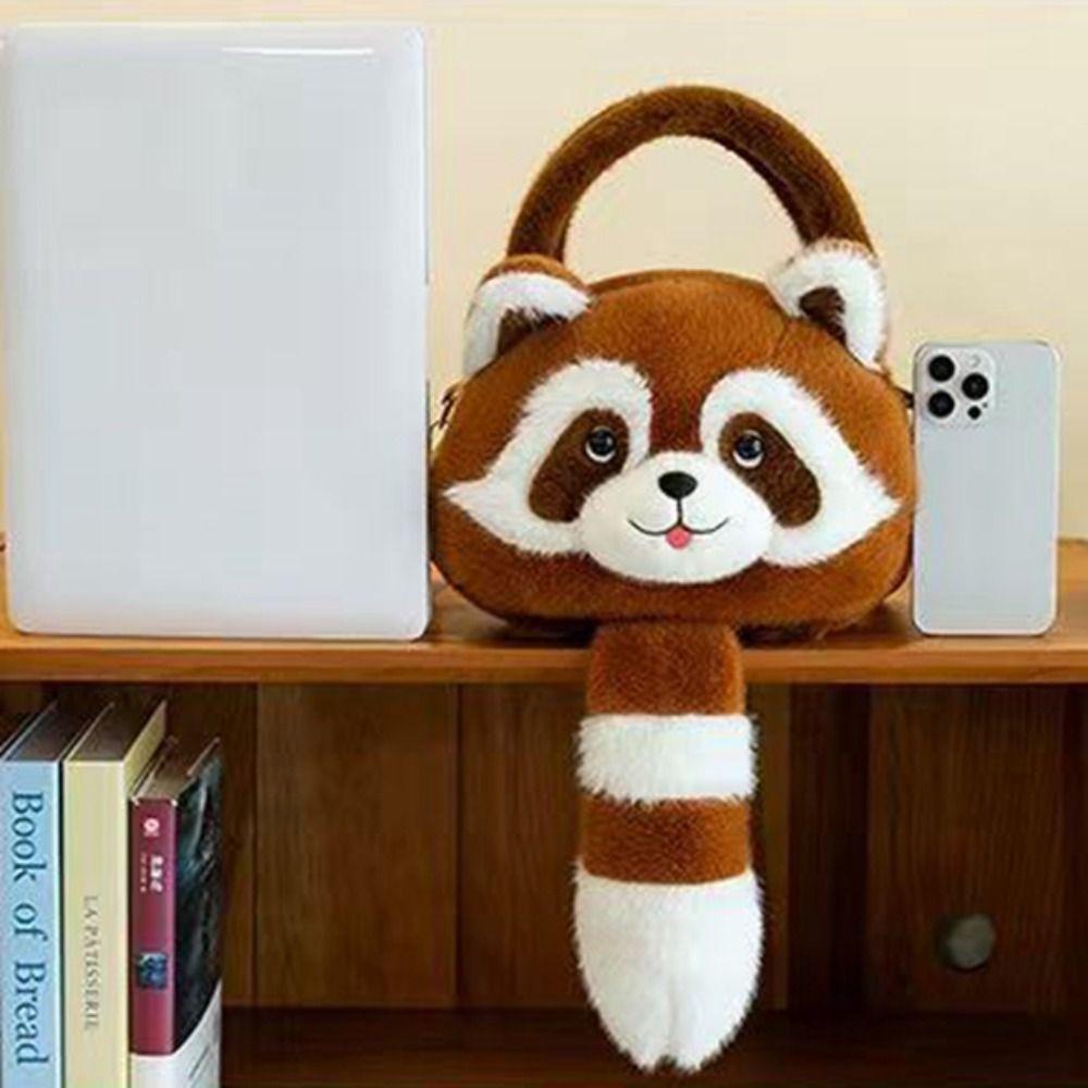 Soft Plush Raccoon Backpack Cartoon Animal Raccoon Shoulder Bag Cute Animals Raccoon Bag  Zoo Gift