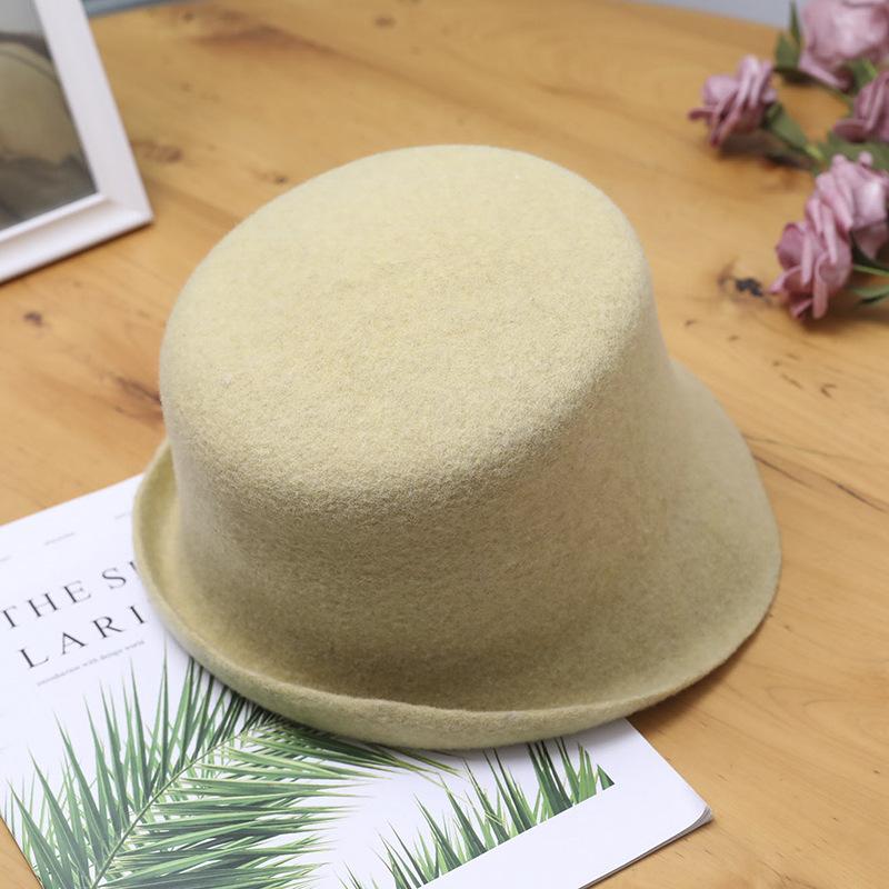 New felt basin hat women's autumn and winter fashion crimped bucket hat bucket hat warm wool hat