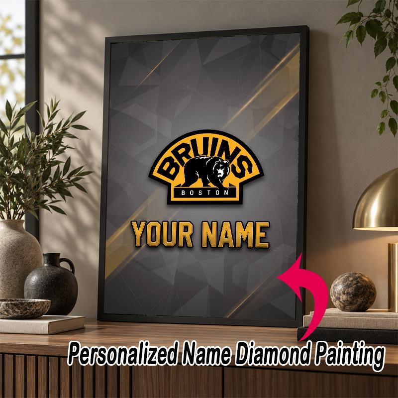 Custom Name Boston Bruins 5D Diamond Painting Personalized Full Drill Diamond Art Kit Gift