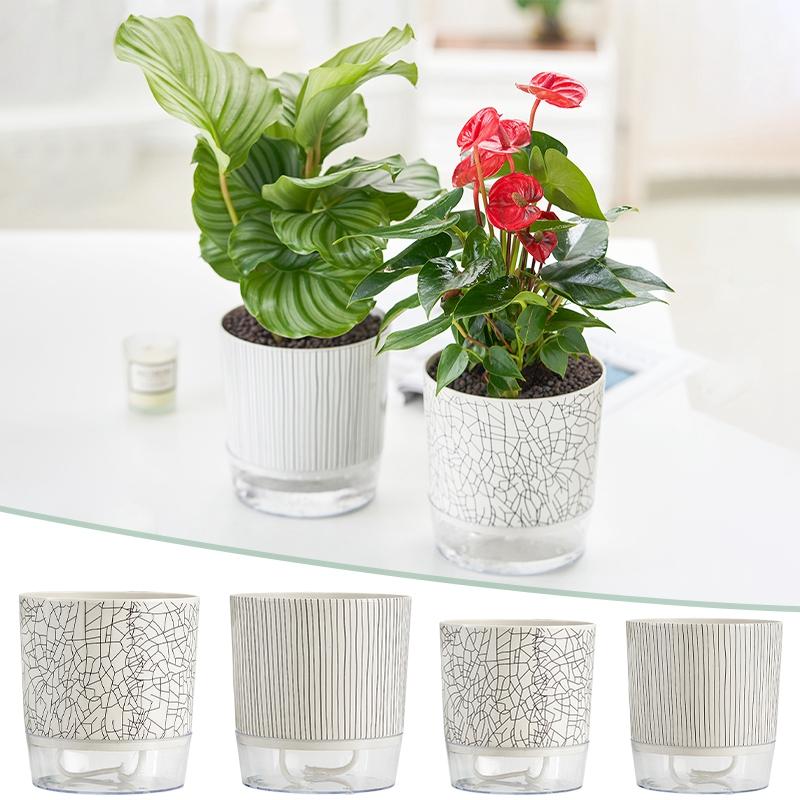 Self Watering Flower Pot Automatic Watering Flowerpot Garden Supplies Easy Monitoring Water Level Pot Lazy Hydroponics Pot