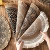 36/38cm Round Placemat Heat Resistant Cup Coaster Mat Vintage Braided Place Mats  Dining Table