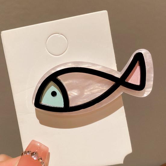 4Pcs Girl Hairpin Macaron Color Ocean Fish Shape Acrylic Hair Clips Smooth Rounded Edges Daily Styling Hair Accessory