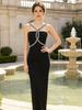 2026 Autumn European & American Glam Diamond Halterneck Slim-Fit Maxi Dress