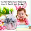 Handmade Woven Ear Flower Basket, Eco-friendly Paper Rope Creative Storage Basket