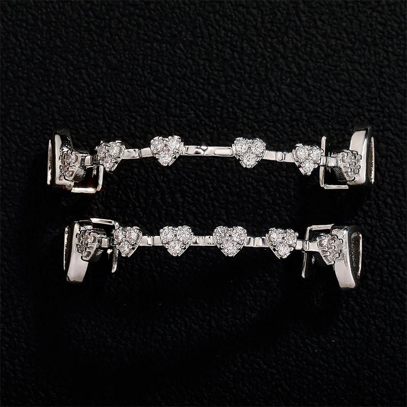 Top Jos Inimă Hip Hop Zircon Dinți Grillz Punk Piatră Cz Gol Dinți Capac Pentru Femei Bărbați Bijuterii Cosplay Grilaje Dentare