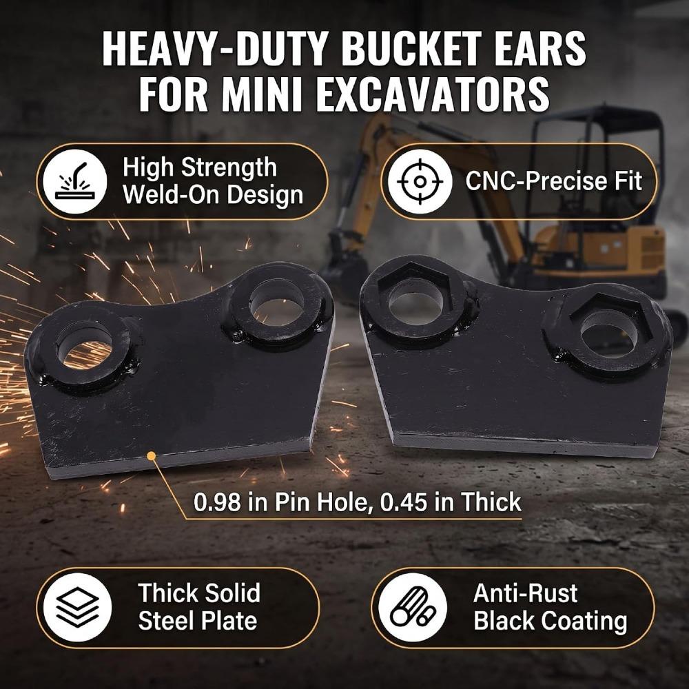 2pcs Weld On Design Excavator Bucket Attachment Excavator Bucket Pin Ears For Mini Excavators
