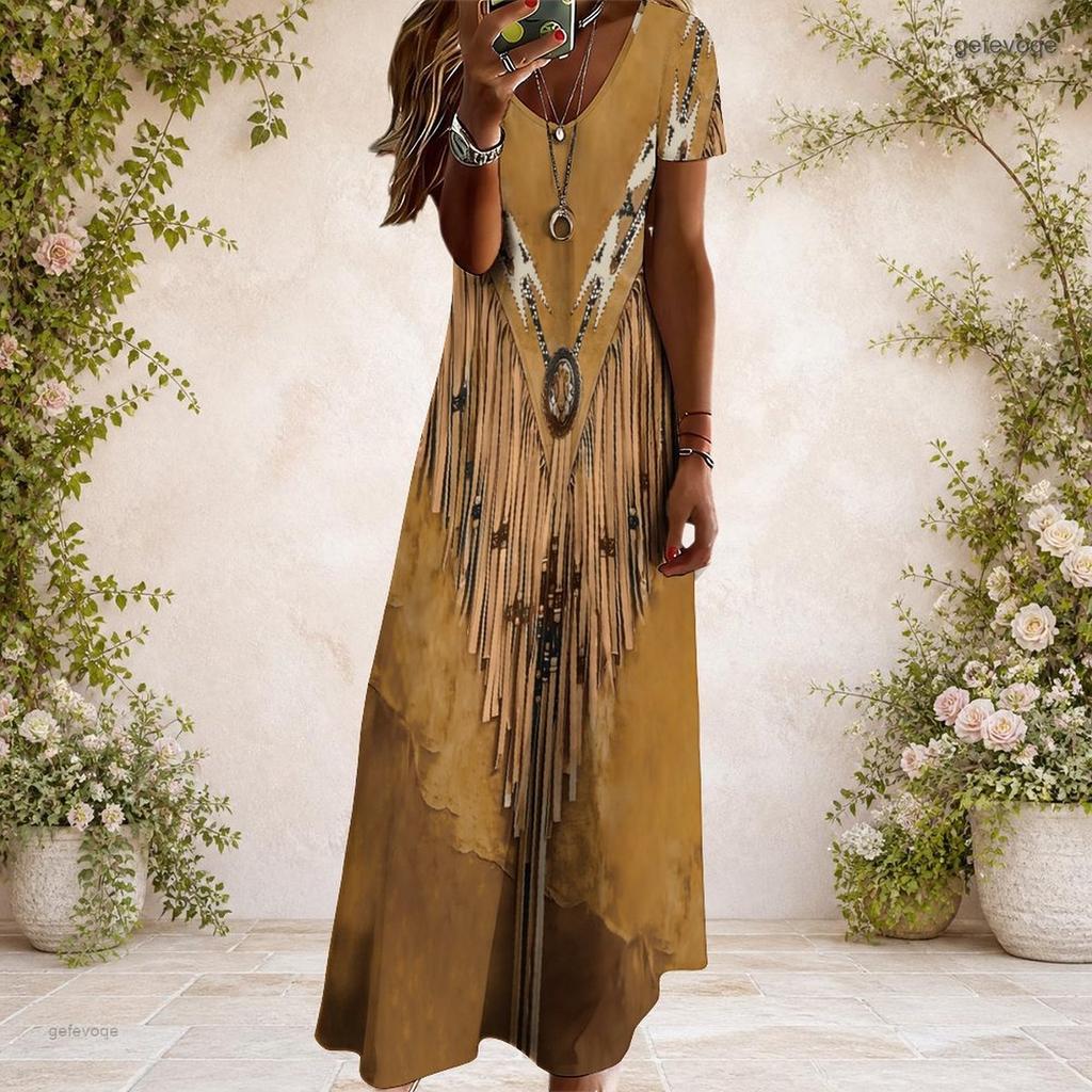 Women Plus Size V Neck Short Sleeve Grey Printed Straight Long Dress